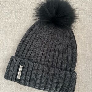 Soia & Kyo Charcoal Knit Pom-Pom Hat